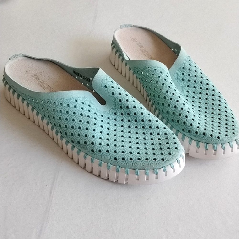 Ilse Jacobsen Tulip Slip On Mule Light Sea Foam Blue Green Size 40